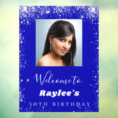 Birthday royal blue Silglitter foto welkom Raamsticker (Vel 3)