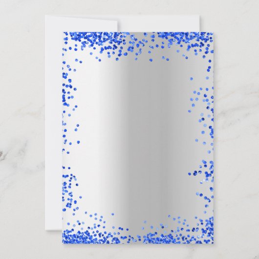 Birthday royal blue Silver ballon party Kaart (Achterkant)