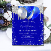 Birthday royal blue Silver budget uitnodiging Flyer