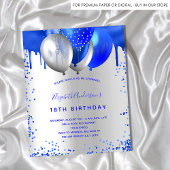 Birthday royal blue Silver budget uitnodiging Flyer