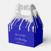 Birthday royal blue Silver glitter dank u Bedankdoosjes (Voorkant Zijde)