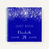 Birthday royal blue Silver glitter gastboek Notitieboek (Voorkant)