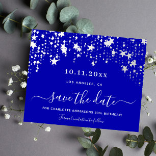Birthday royal blue stars budget Save the Date