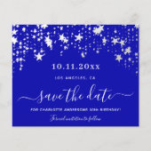 Birthday royal blue stars budget Save the Date Flyer (Voorkant)