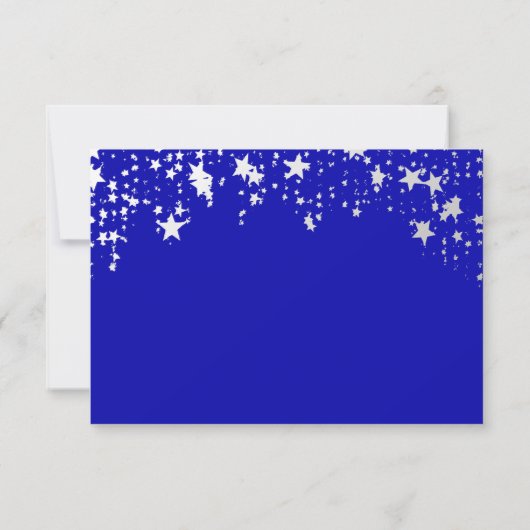 Birthday royal blue stars elegant script save the date (Achterkant)
