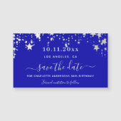 Birthday royal blue stars save the date magnet (Voorkant)
