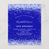 Birthday royal blue white budget uitnodiging flyer (Voorkant)