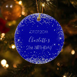 Birthday royal blue zilveren glitter sparters keramisch ornament<br><div class="desc">Een ornament voor een meisje- en glamourese 21ste (of eender welke leeftijd) verjaardag. Een royal blue background met faux zilveren glitter,  sparkles. Op de voorzijde: Personaliseer en voeg een datum,  een naam en een leeftijd toe.</div>