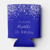 Birthday royal blue zilverglitter monogram blikjeskoeler (Achterkant)