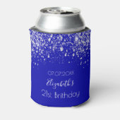 Birthday royal blue zilverglitter monogram blikjeskoeler (Blikje Achterkant)