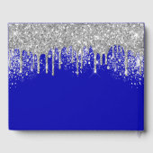 Birthday royal blue zilverglitter monogram gastenboek (Achterkant)