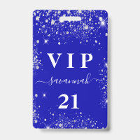 Birthday royal blue zilverglitter vip uitnodiging