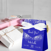 Birthday royal blue zilverglitter white monogram bedankdoosjes