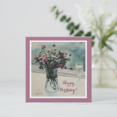 Birthday  roze bloemen kaart door Pola.B.Alex (Staand voorkant)