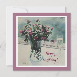 Birthday roze bloemen kaart door Pola.B.Alex