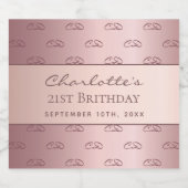 Birthday roze dusty roos monogram initiaal script sparkling wijnetiket (Enkel label)
