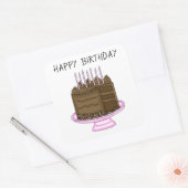 Birthday roze en bruine chocolade Cake Vierkante Sticker (Envelop)