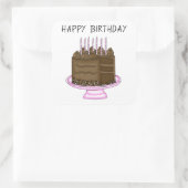 Birthday roze en bruine chocolade Cake Vierkante Sticker (Tas)