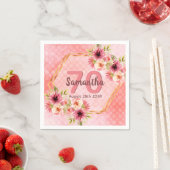 Birthday roze florals goudgeometrische naam servet (Insitu)