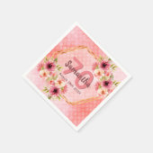 Birthday roze florals goudgeometrische naam servet (Hoek)