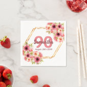 Birthday roze florals goudgeometrische naam servet (Insitu)