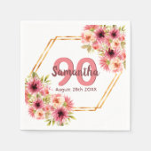 Birthday roze florals goudgeometrische naam servet (Voorkant)