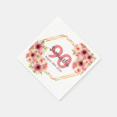 Birthday roze florals goudgeometrische naam servet (Hoek)