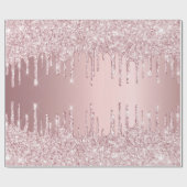 Birthday roze glitter druipt mousserend stoffig ro cadeaupapier (Vlak)