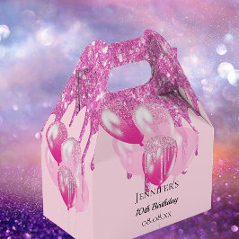 Birthday roze glitter druist ballonmeisje bedankdoosjes