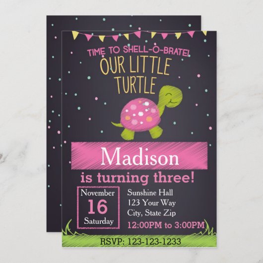 Birthday (roze) kaart (Voorkant / Achterkant)