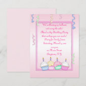 Birthday roze kaart (Voorkant / Achterkant)