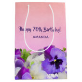 Birthday roze paarse blush floral name medium cadeauzakje (Voorkant)