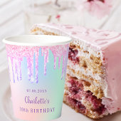 Birthday roze paarse glitter druppelt de regenboog papieren bekers