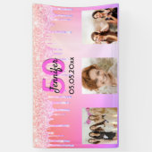 Birthday roze paarse glitter druppelt welkome foto spandoek (Verticaal)