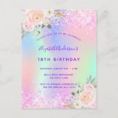 Birthday roze paarse glitter floral nodigt u uit briefkaart (Voorkant)