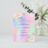 Birthday roze paarse glitter floral nodigt u uit briefkaart (Staand voorkant)