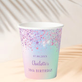 Birthday roze paarse glitter holografische naam papieren bekers