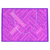 Birthday roze paarse typografisch gepersonaliseerd groot cadeauzakje (Voorkant)
