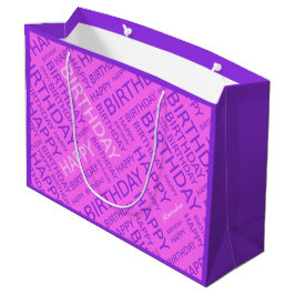 Birthday roze paarse typografisch gepersonaliseerd groot cadeauzakje
