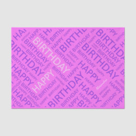 Birthday roze paarse typografisch gepersonaliseerd tissuepapier
