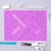 Birthday roze paarse typografisch gepersonaliseerd tissuepapier (Craft)