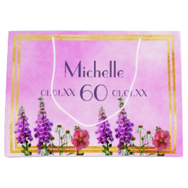 Birthday roze paarse wildbloemen groot cadeauzakje