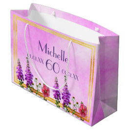 Birthday roze paarse wildbloemen groot cadeauzakje