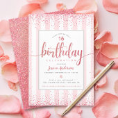 Birthday roze roze rozen goud glitter script aange kaart