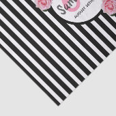 Birthday roze rozen zwarte witte strepen naam tissuepapier (Detail)