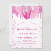 Birthday roze witte glitter ballonpartij kaart (Voorkant)