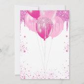 Birthday roze witte glitter ballonpartij kaart (Achterkant)