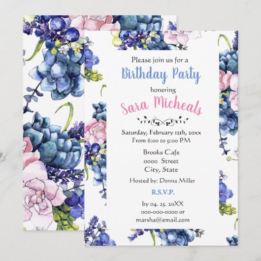 Birthday Rozen Kaart (Voorkant / Achterkant)