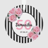 Birthday rozen zwarte witte strepen ornament (achterkant)