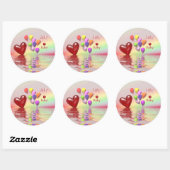 Birthday Ruby Heart Ronde Sticker (Vel)